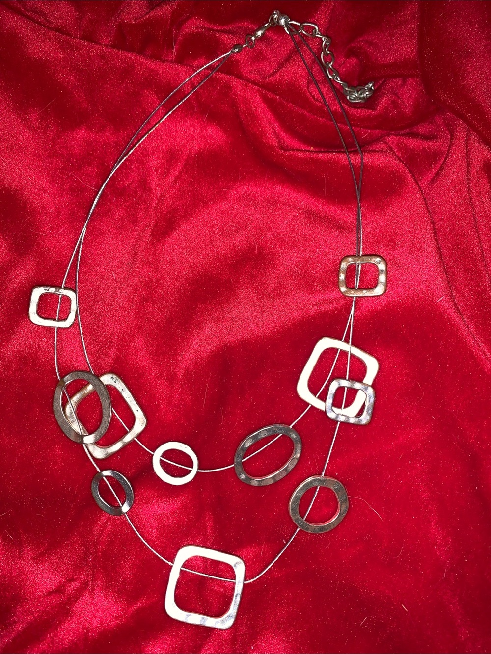 Modern Silver-Tone Multi-Shape Layered Necklace